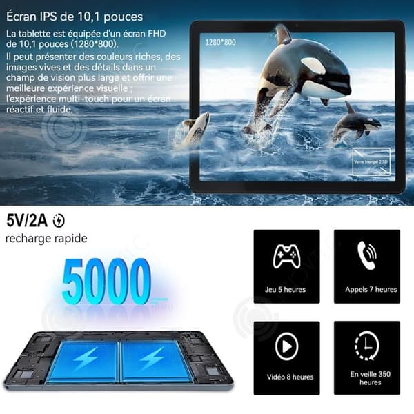 INN Tablet 10,1 tum Android 13 Tablet PC Tablet med IPS HD-skärm 4GB+128GB Octa-core 2MP+5MP Kamera 5000mAh Touch Tablet