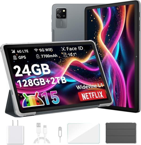 Blackview Tab 60 Pro 10.1" HD+ IPS Pekskärm Android 14, 24Go+128Go/SD 1 To, 5100mAh(10W) Wifi 5, Datorläge Dual SIM - Grå