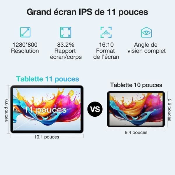 Tactile Tablet - DOOGEE - T30E - 11 inches - Android 14 - 8000mAh - 9GB RAM - 128GB ROM