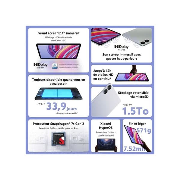 Touch Tablet - XIAOMI - Redmi PAD Pro - 6 GB RAM - 128 GB lagring - 12,1" skärm