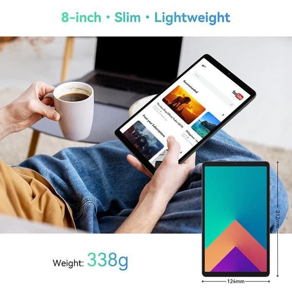 Blackview Tab 60 Touch Tablet 8,68" Android 13 12GB+128GB-SD 1TB 6050mAh 8MP+5MP PC Mode,5G WiFi,4G Dual SIM Tablet PC - Grå