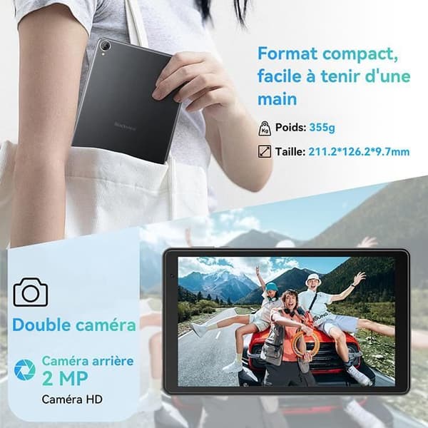 Blackview Tab 50 WiFi Touch Tablet 8 tum HD 8GB+128GB-SD 1TB 5580mAh WiFi 6 Tablet PC Android 13 - Grå