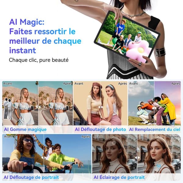 Tablett Tactile TABWEE W90 11" FHD, 1920*1200, RAM 24Go ROM 256Go-SD 2To, Kameror Al 8MP + 16MP, Android 15, 8000 mAh, WiFi 6