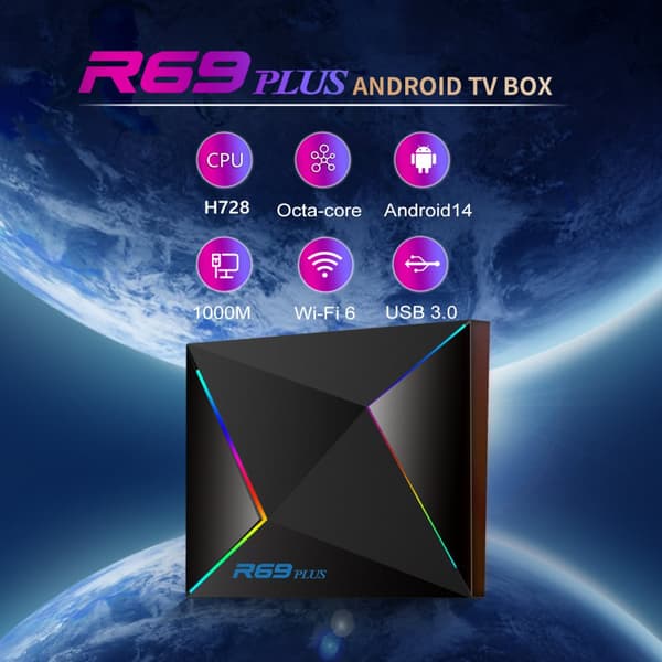 Smart TV BOX, Android 14.0 OS, 4GB RAM, 64GB lagring