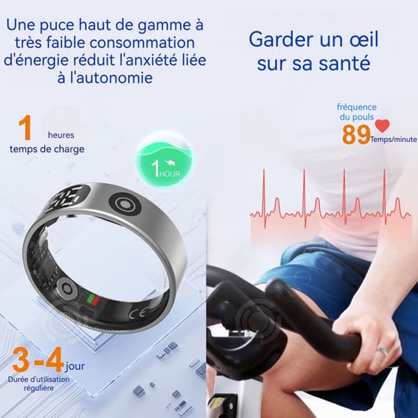 INN Smart Ring 20,6 cm fingeromkrets smart ring med pekskärm och foto-funktion vattentät