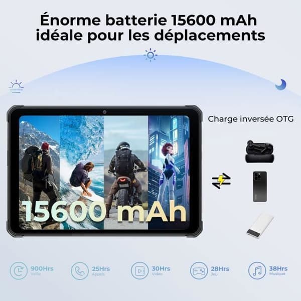 Robust Tablet HOTWAV Tab R6 Ultra - 15600mAh Batteri - 10,4" FHD+ - 8Go + 256Go - Android 13 - Orange