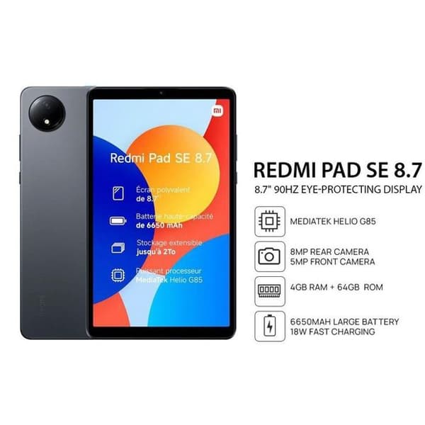 XIAOMI Tablet Redmi Pad SE8.7 4G 64GB RAM 4GB 4G IPS LCD 90Hz - Helio G85 - grafitgrå