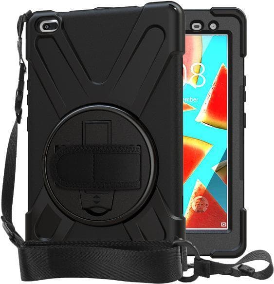 eSTUFF - Bakstycke för surfplatta - silikon, polykarbonat - svart - 20,30 cm (8") - för Lenovo Tab M8 HD (2nd Gen) ZA5G, ZA5H, ZA62, ZA63