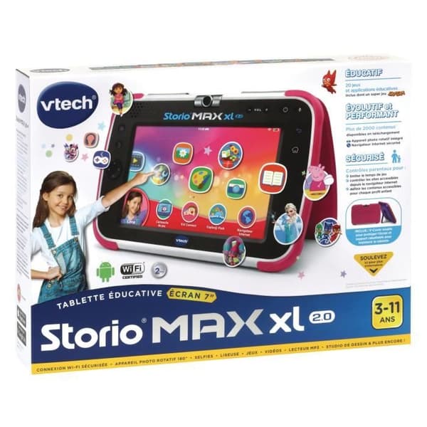 VTECH Storio Max XL 2.0 7" Rosa pedagogisk surfplatta för barn i åldrarna 3 till 11 år