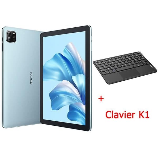 Oscal Pad 60 Pekskärmsplatta 10,1 tum HD+ Quad core Android 12 5GB+64GB-SD 1TB 6580mAh 2,4G WiFi Blå Med Tangentbord K1