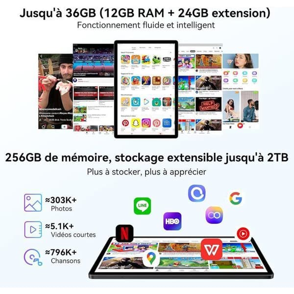 Blackview MEGA 8 Pekskärm 13" Gemini AI, Android 15 36 Go+256 Go/SD 2 To,11000mAh,50MP+13MP,Dual Sim Blå Med K1 Tangentbord