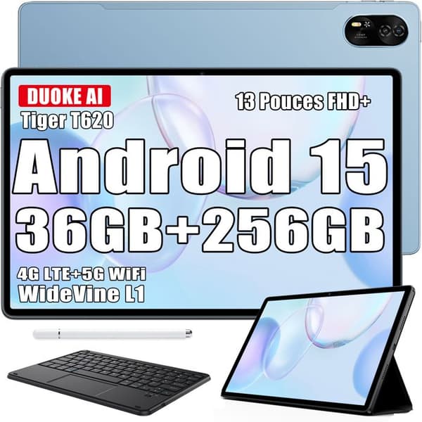 Blackview MEGA 8 Pekskärm 13" Gemini AI, Android 15 36 Go+256 Go/SD 2 To,11000mAh,50MP+13MP,Dual Sim Blå Med K1 Tangentbord