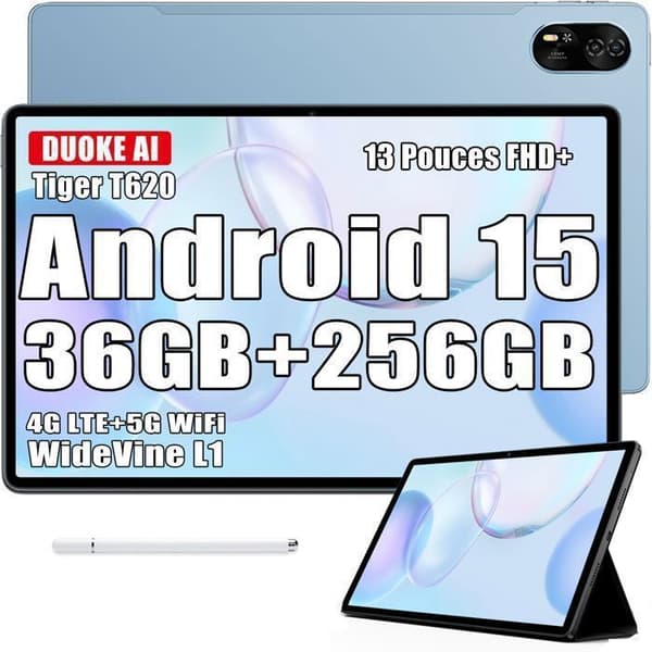 Blackview MEGA 8 Touchtablett 13" 90Hz, Gemini AI, Android 15 36 GB RAM 256 GB/SD 2 TB, 11000 mAh, 50 MP + 13 MP, Wifi Dual Sim - Blå