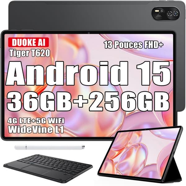 Blackview MEGA 8 Pekskärm 13" Gemini AI, Android 15 36 Go+256 Go/SD 2 To, 11000mAh, 50MP+13MP, Dual Sim Grå Med K1 Tangentbord