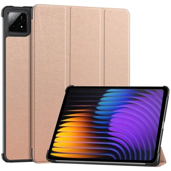 Bizon Case Tab Croc Flip-skal till Xiaomi Pad 7 / 7 Pro, roséguld