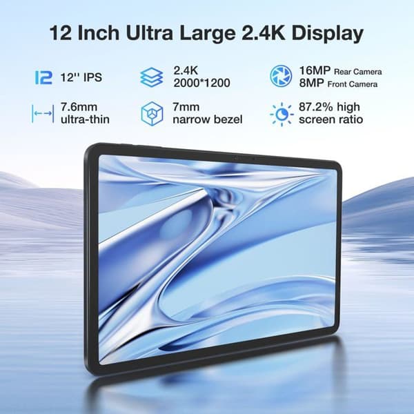 Taktile Tablet - DOOGEE - T20 Ultra - 12 Tum - 256 Go - Android 13 - Helio G99