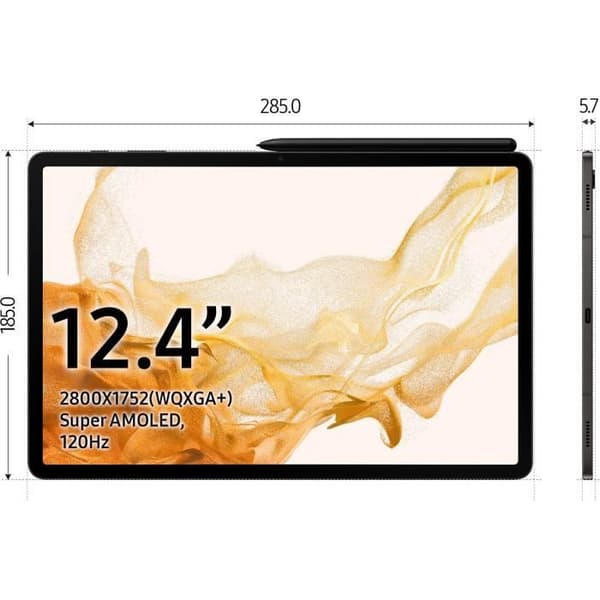 Pekskärmsplatta - SAMSUNG - Galaxy Tab S8+ - 12,4" - RAM 8GB - 128GB - Antracit - 5G - S Pen ingår