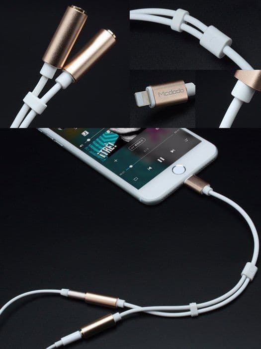 Mcdodo - PN-3080 - iPhone 7 Lightning hörlursdelare till DC3,5 mm Dual Audio Jack Adapter