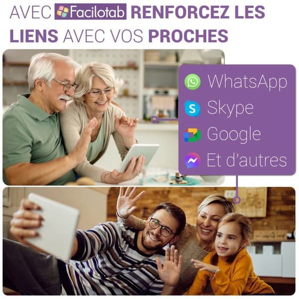Facilotab L Ruby surfplatta - WiFi/4G - 64 GB - Android 11 - Fodral - Förenklad surfplatta för seniorer
