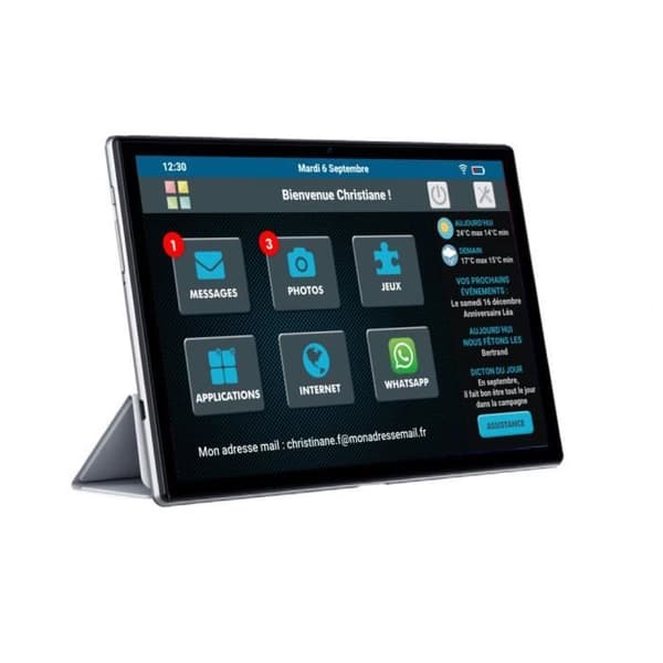 Facilotab L Ruby surfplatta - WiFi/4G - 64 GB - Android 11 - Fodral - Förenklad surfplatta för seniorer