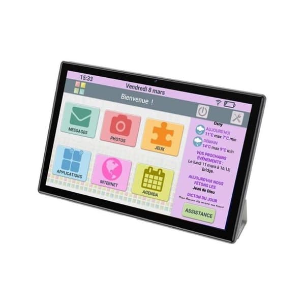 Facilotab L Ruby surfplatta - WiFi/4G - 64 GB - Android 11 - Fodral - Förenklad surfplatta för seniorer
