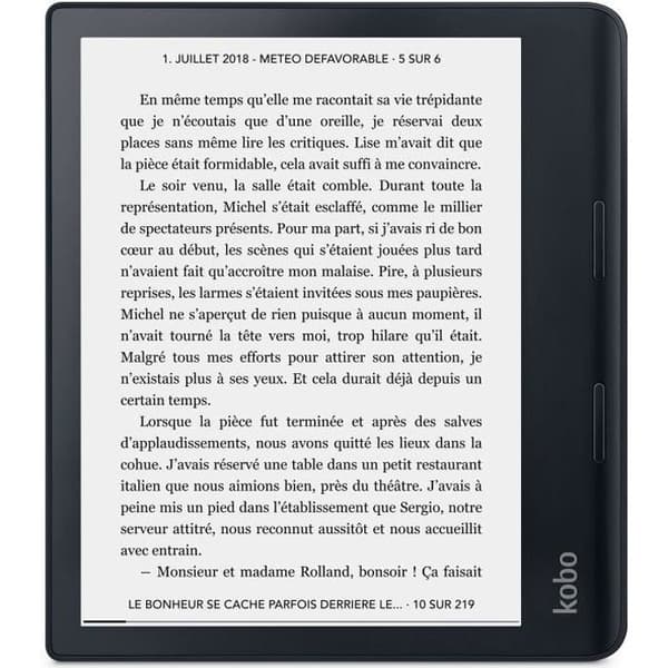 KOBO Sage e-läsare - 8 - 300 ppp - Comfortlight PRO - Vattentät - Bluetooth - Dropbox - 32Go Svart