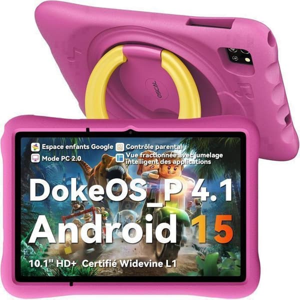 Barnplatta OSCAL Pad 60 Kids 10.1" RAM 12GB ROM 128GB-SD 512GB, Android 15 5100 mAh WiFi 6 - Rosa