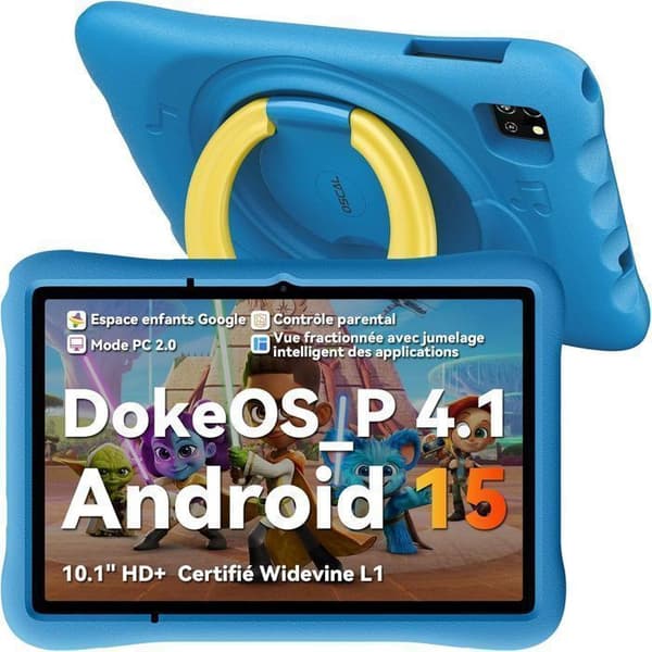Barnversion av OSCAL Pad 60 10,1" Taktile Surfplatta RAM 12 GB ROM 128 GB-SD 512 GB, Android 15 5100 mAh WiFi 6 - Blå