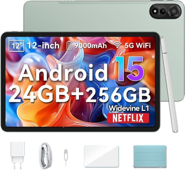 Blackview MEGA2 Touchscreen Tablet 11.97" Android 15 2.4G+5G Wifi, RAM 24 GB ROM 256 GB/SD 2 TB 9000mAh Datorplatta Dual Sim - Grön