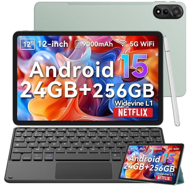 Blackview MEGA2 Pekskärm 11.97" Android 15 2.4G+5GHz Wifi, RAM 24 Go ROM 256 Go/SD 2 To 9000mAh Grön Med K1 Tangentbord