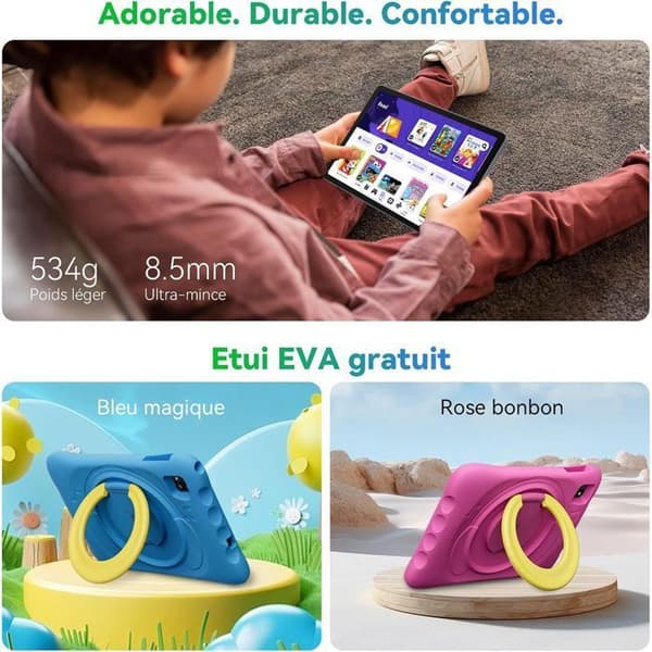 Tablett för barn OSCAL Pad 60 Kids 10.1" RAM 12GB ROM 128GB-SD 512GB, Android 15 5100 mAh WiFi 6 Med Z20 Klocka Blå