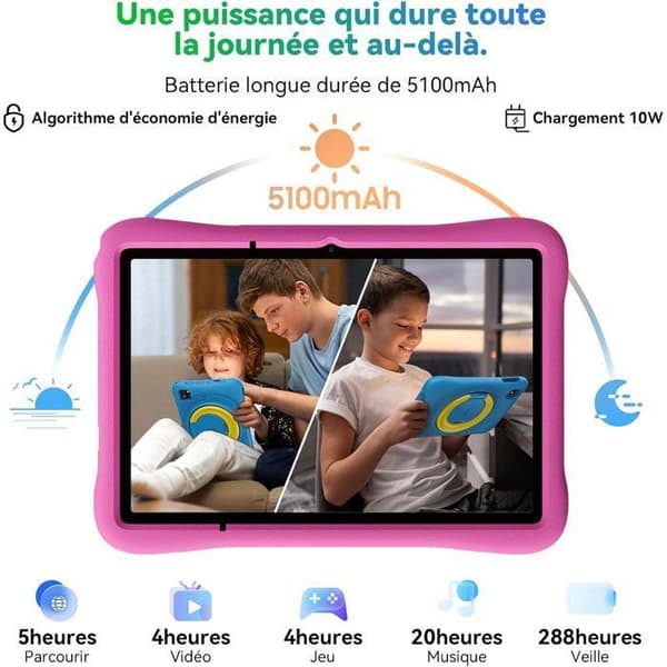 Tablett för barn OSCAL Pad 60 Kids 10.1" RAM 12GB ROM 128GB-SD 512GB, Android 15 5100 mAh WiFi 6 Med Z20 Klocka Blå
