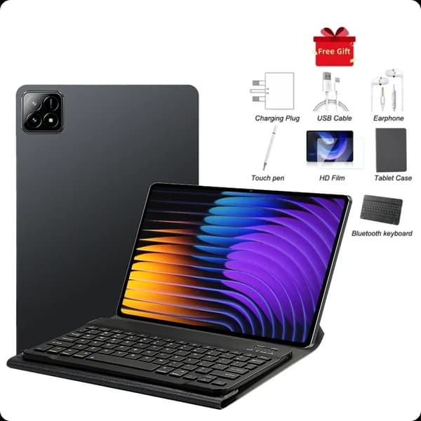 Global Tablet PC, 5G Wifi-anslutning, 22GB RAM,12GB 256GB, Vit och KB PC