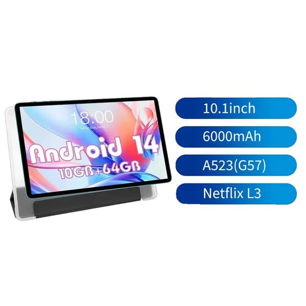 Teclast P30 Tablet, 10,1" IPS-skärm, 10 GB RAM, Android 14,EU, Tablet Fodral