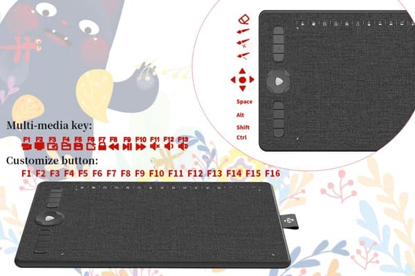 GAOMON M1230 Tablet, 8192 Nivåer Tryckkänslighet, 12-tums Arbetsområde,svart
