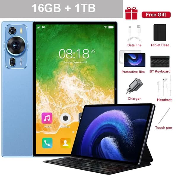 Tablet, 16GB RAM, 1TB lagring, 12 tum HD-skärm,BE och Keyb 16GB 1TB