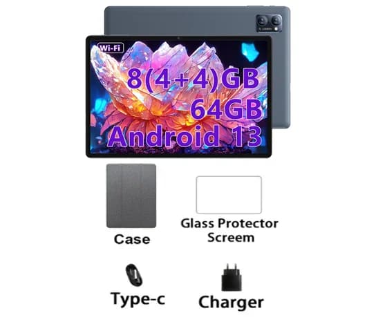 Android Wi-Fi-Tablet, 10,1" IPS-skärm, 8 GB RAM,adCGL
