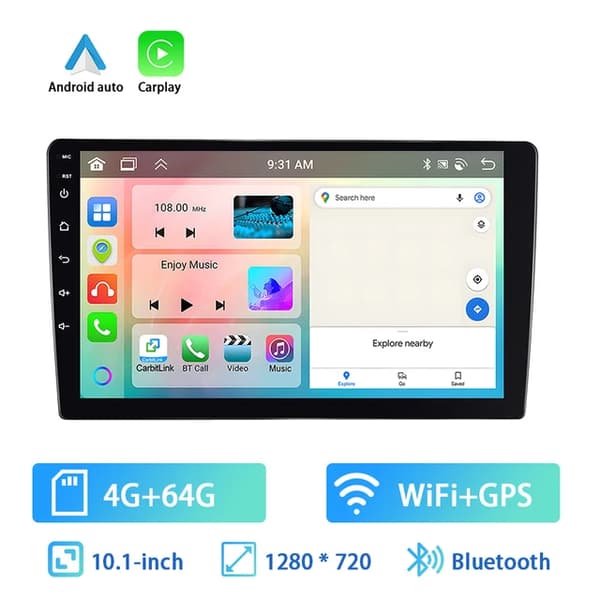 Bilstereo radio, Android-system, Bluetooth-anslutning, ENDAST RADIO