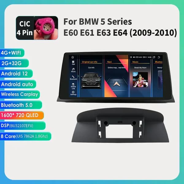 Android-bilstereo, 10,33-tums skärm, Carplay-integration, E60 09-10 2G 32G CIC