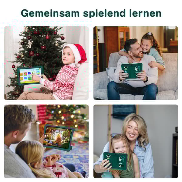 Green Kids Tablet, 7 tum, 2 GB RAM, 32 GB ROM, Android 11, HD Pekskärm med främre och bakre kameror