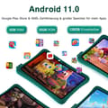 Miniatyrbild 2 av 7: Green Kids Tablet, 7 tum, 2 GB RAM, 32 GB ROM, Android 11, HD Pekskärm med främre och bakre kameror