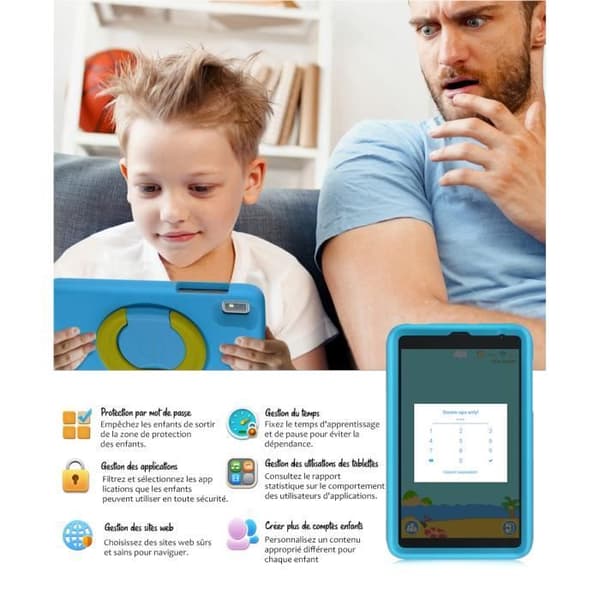 Pekskärmsplatta för barn - Blackview Tab 6 - 8" Kids Tablet - 3 GB RAM - 32+128 GB lagring - 5580 mAh - Android 11 - Blå