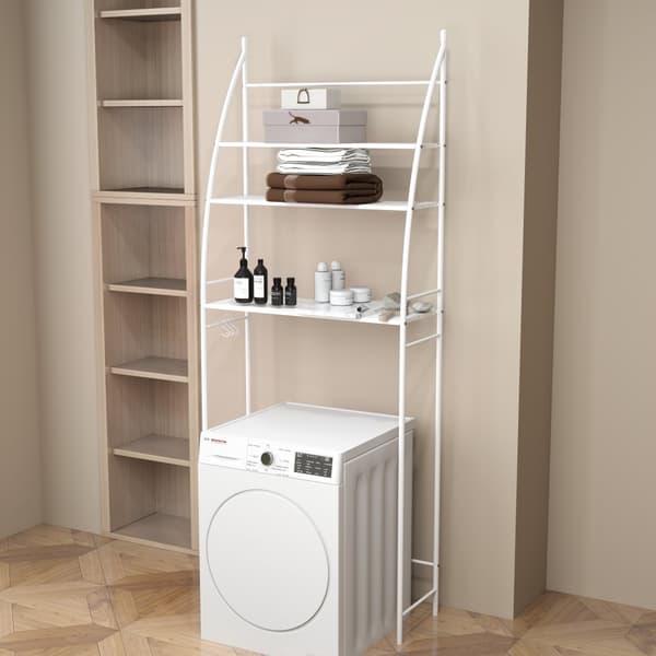 LIVIT Över-tvättmaskin Badrumshylla, Vit, 65x25x166 cm
