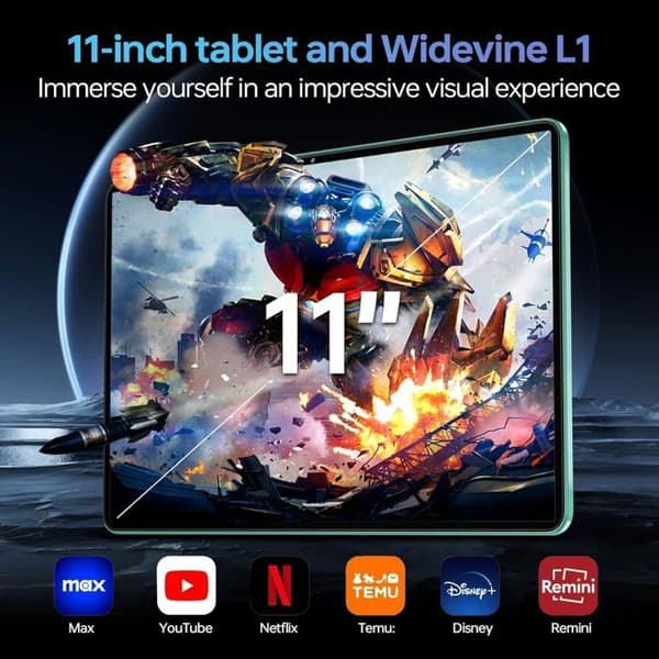 Tablett med pekskärm 11 tum OUKITEL OT11, Android 14, 16GB+128GB Octa-Core, 5G Wifi, 4G SIM 8000mAh, Tablet med stylus, Lila