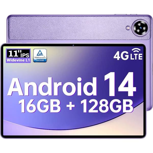 Tablett med pekskärm 11 tum OUKITEL OT11, Android 14, 16GB+128GB Octa-Core, 5G Wifi, 4G SIM 8000mAh, Tablet med stylus, Lila