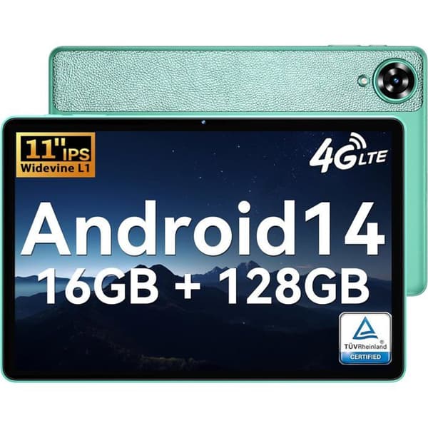 Tablett 11 Tum OUKITEL OT11, Android 14, 16Go+128Go Octa-Core, 5G Wifi, 4G SIM 8000mAh, Tablet med Stylus, Grön