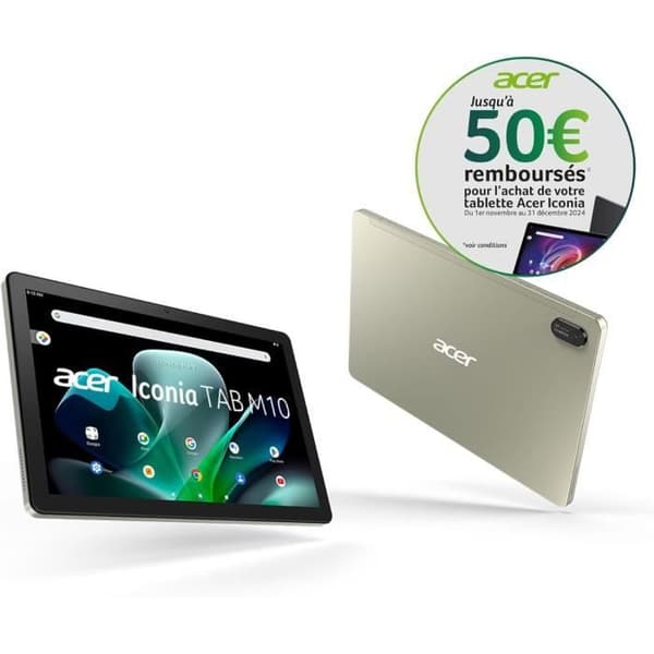 Acer Iconia Tab M10-11, 10,1'' WUXGA IPS pekskärm med Bumper Case MediaTek M8183C, RAM 4 Go, SSD 128 Go, Bluetooth, U
