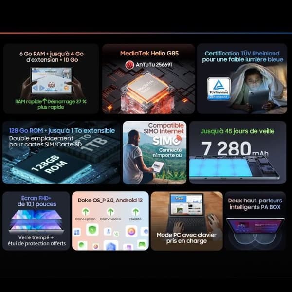 Blackview Tab 13 - FHD+ 10.1-tumsskjerm, 128 GB internminne