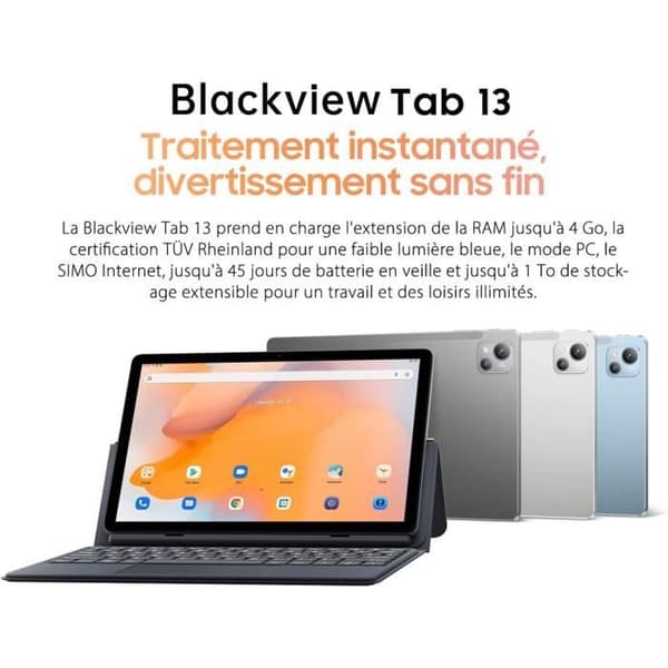 Blackview Tab 13 - FHD+ 10.1-tumsskjerm, 128 GB internminne