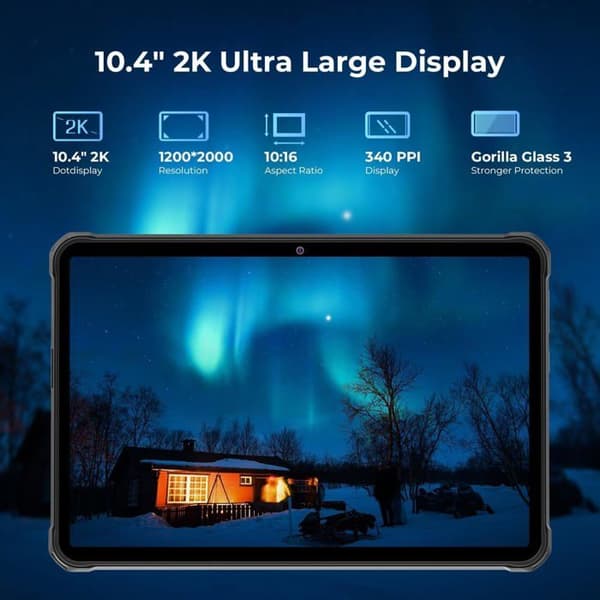 Of course! Here is the translation to Swedish (SV): "Okrossbar surfplatta HOTWAV R6 Ultra 16Go+256Go - 15600mAh 10,4 tum 2K FHD Android 13 vattentåli